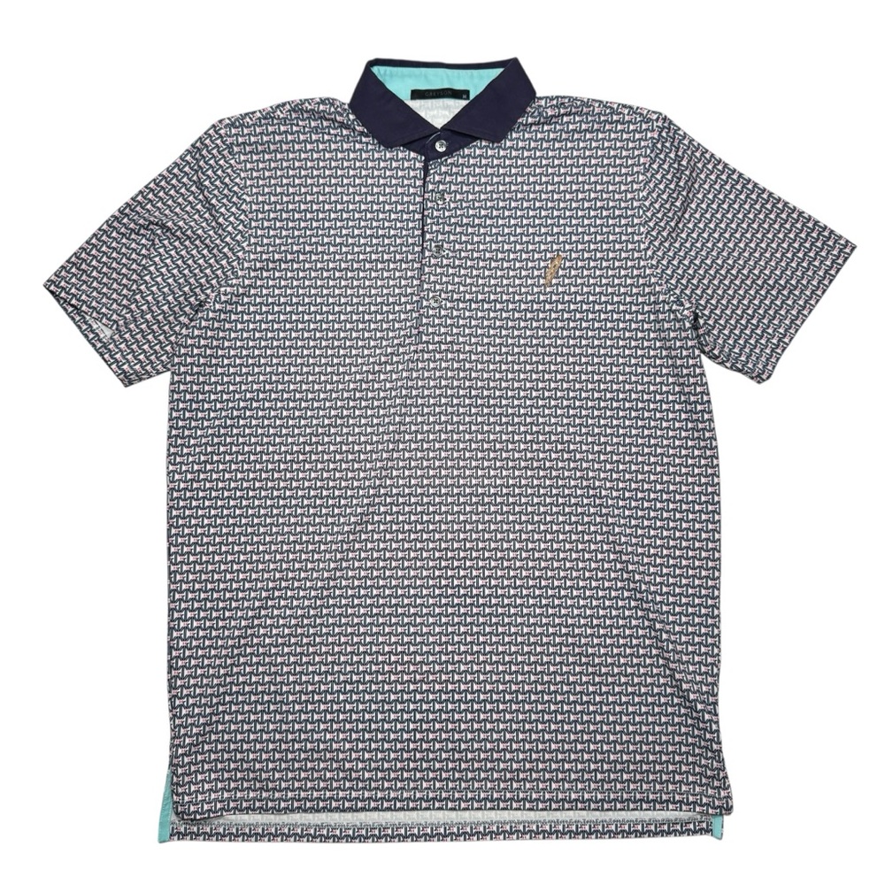 Greyson Chechessee Golf Club Golf Polo Shirt Men's Medium Blue Pink AOP Print